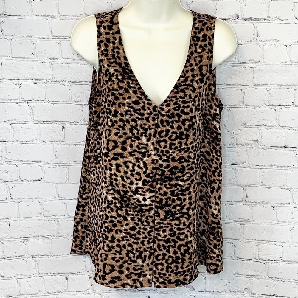 DANIEL RAINNE LEOPARD PRINT SLEEVELESS TOP MEDIUM!